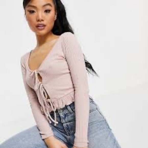 Topshop Sweaters - 522- Top Shop NWT Pink Tie Up Cardigan, Size 6.